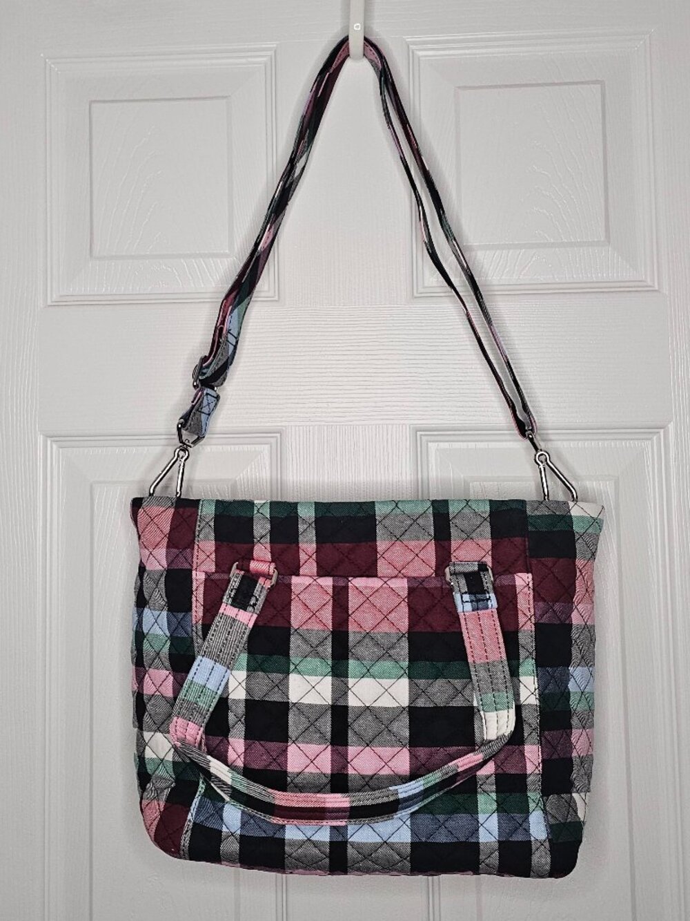 NWT Vera Bradley Multi-Strap Shoulder Bag Ribbons Plaid Crossbody Purse Bag Hand